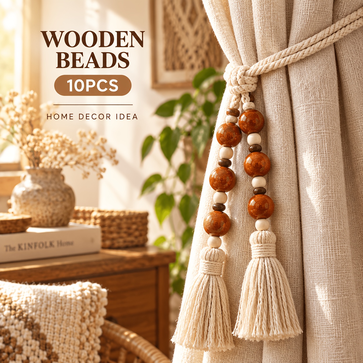 10pcs Wood Round Spacer Beads for DIY Jewellery Making